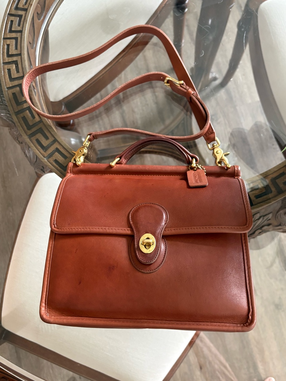 🤎🤎VINTAGE COACH BRITISH TAN WILLIS GLOVE TANNED LEATHER BAG!🤎🤎9927 - Picture 6 of 13